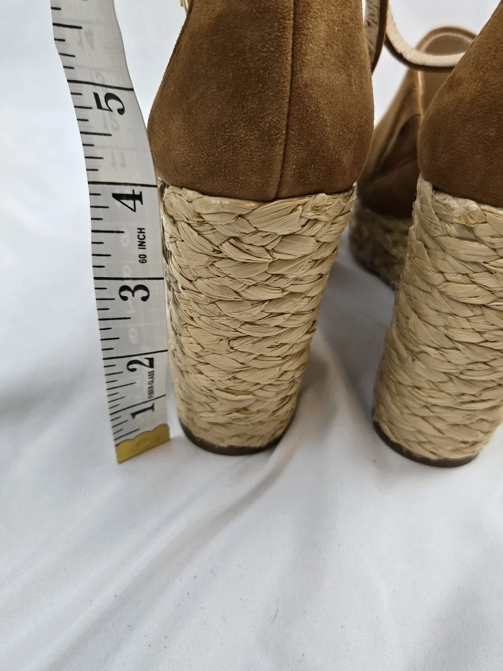 Jessica Simpson Tan Suede Wedge Sandals Espadrille Ankle Strap Peep Toe 5M